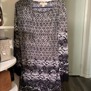 Michael Kors Black and Gray Long Sleeve Dress